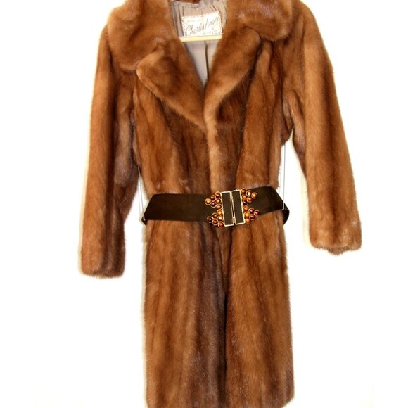 Vintage Charles Anger & Son Indianapolis Mink Fur Coat with Belt
